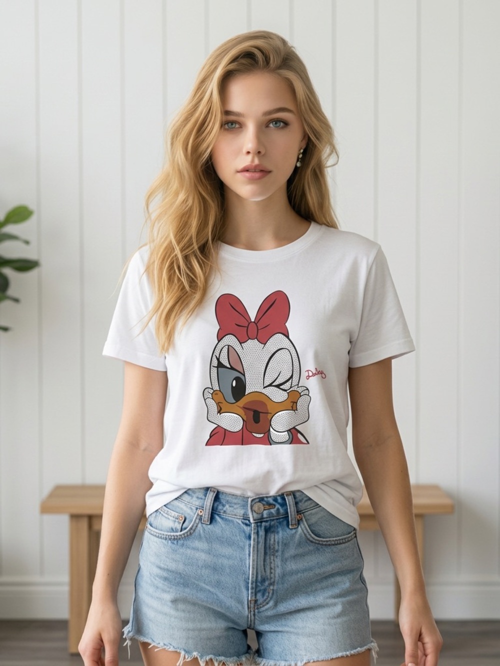 White Daisy Duck Graphic Tee